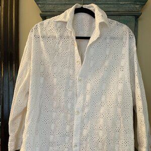 Vitamin A White Eyelet Button Down